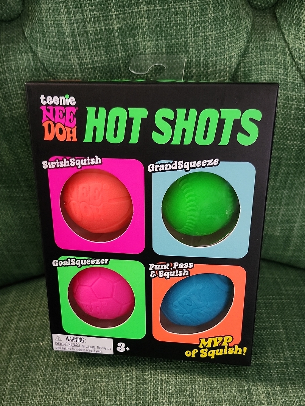 Nee Doh Hot Shots Kids Squishy Ball Set - Pink, Green, Red, Blue